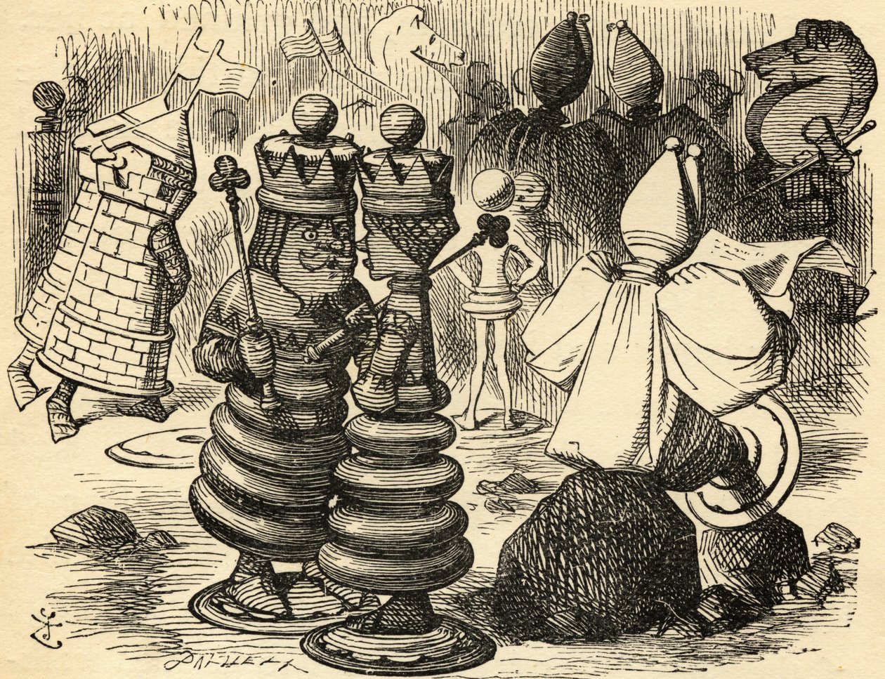 Den røde kongen og dronningen. Illustrasjon av Sir John Tenniel av John Tenniel