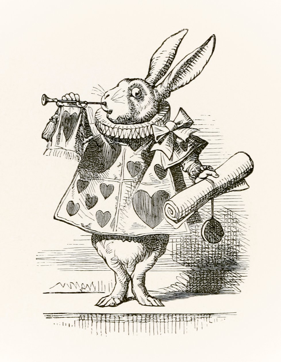 The White Rabbit med trompet og rulle som varsler anklagen, fra 