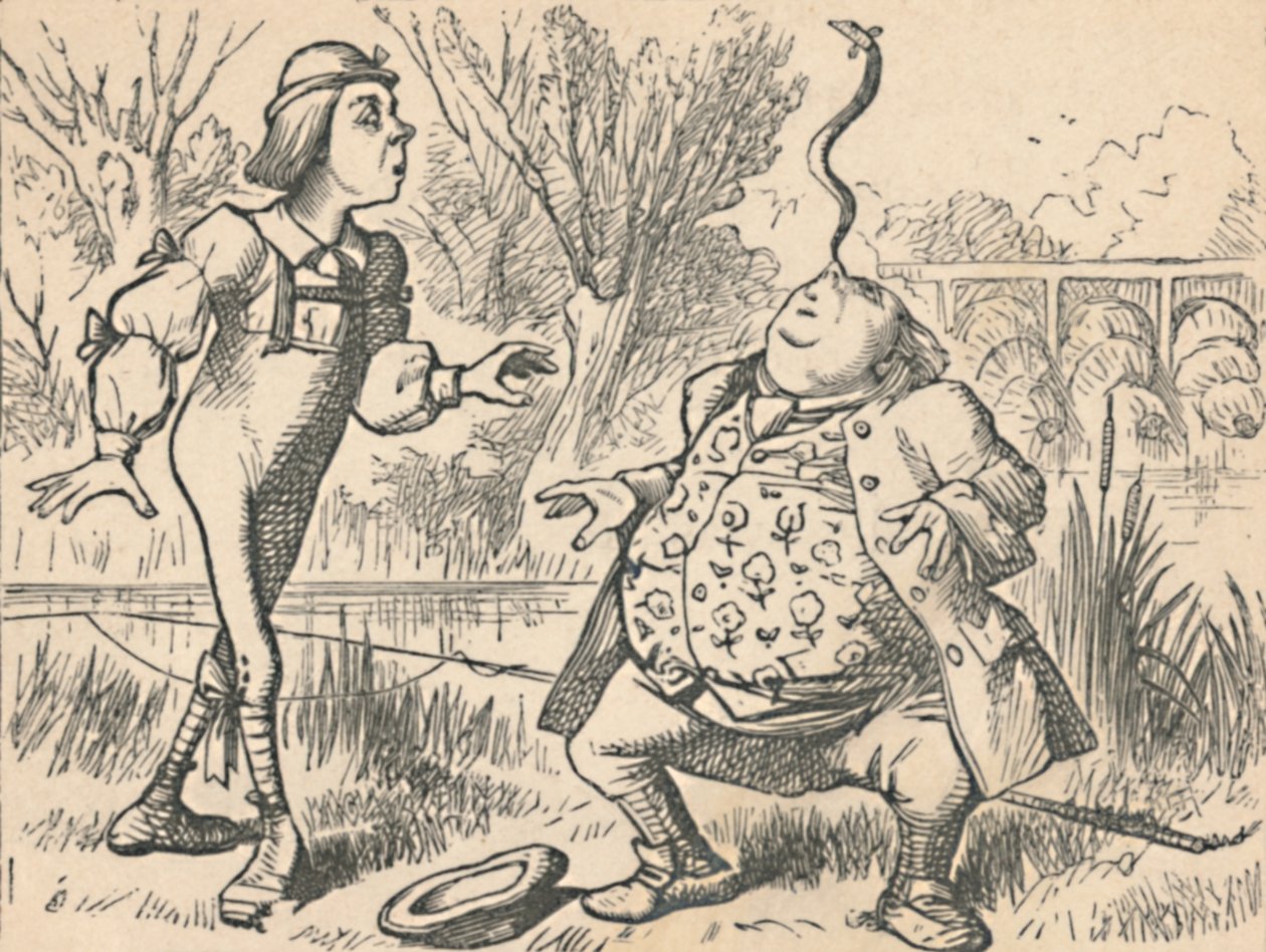 Ungdommen og faren hans, som balanserer en fisk på nesen, 1889 av John Tenniel