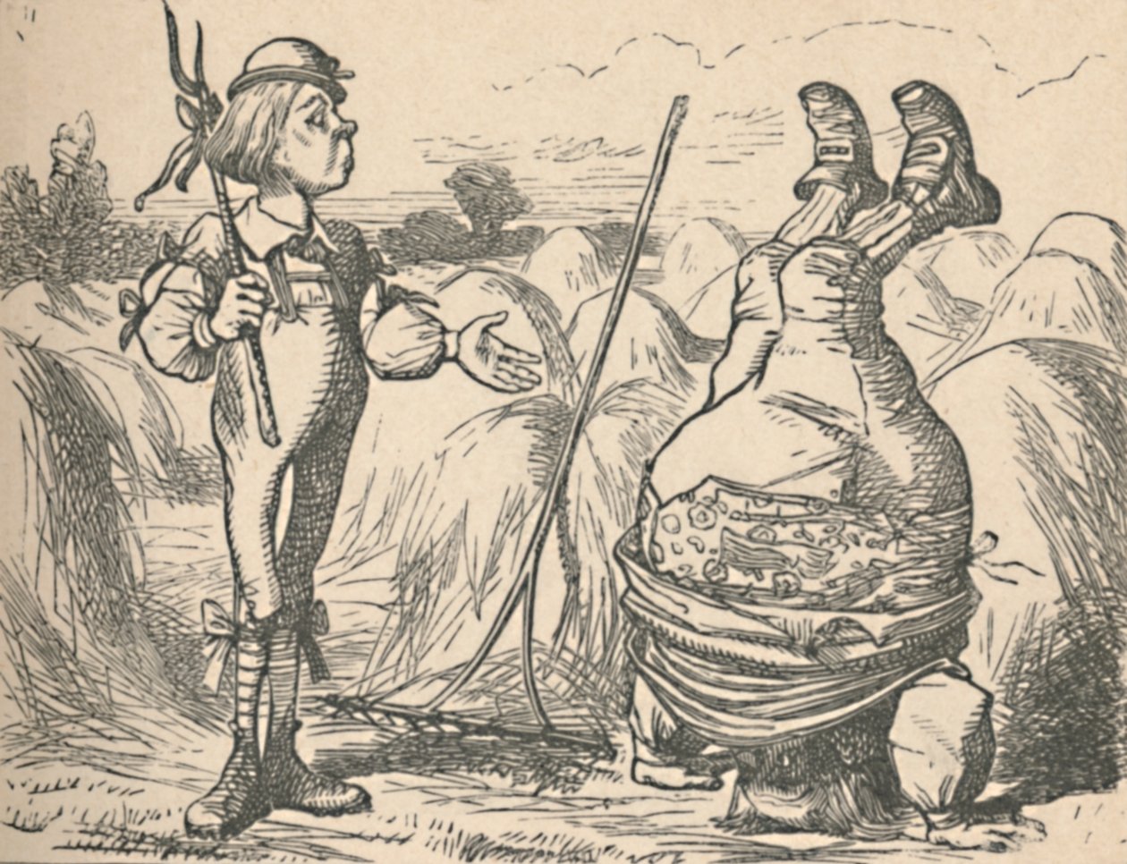 Ungdommen snakker med denne faren, som står i hånden, 1889 av John Tenniel