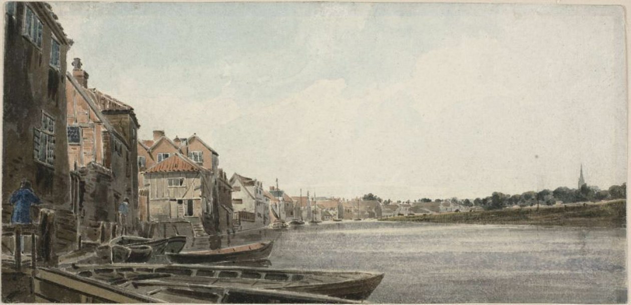 Utsikt over Wensum ved King Street, tatt fra Foundary Bridge av John Thirtle