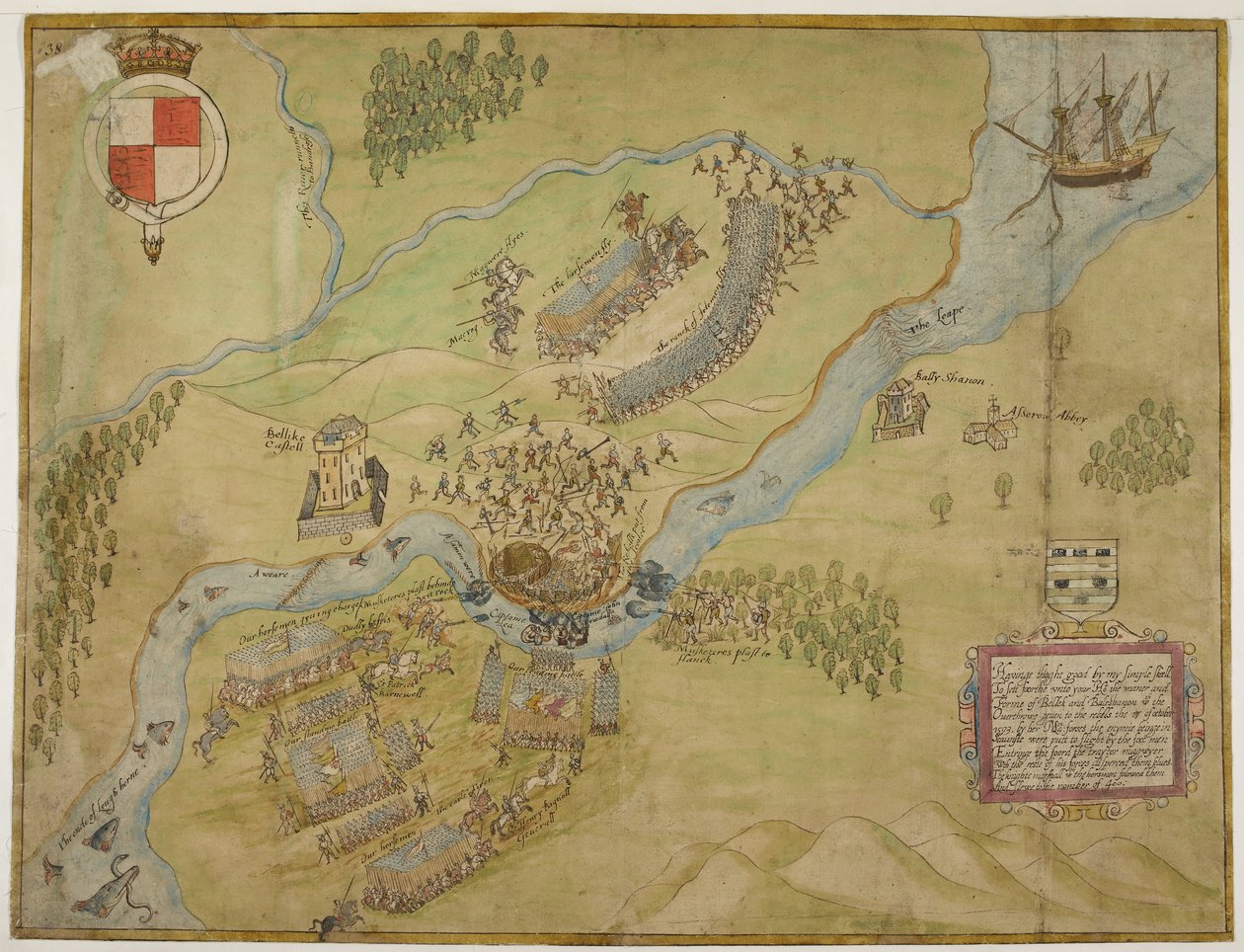 Bomull Augustus I ii 38, Fargetegning av slaget ved Ballyshannon av John Thomas