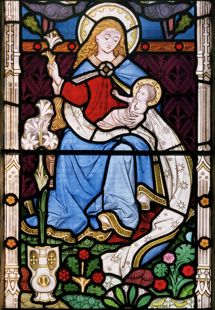 Madonna og barn, 1863 (farget glass) av John Thomas Grylls
