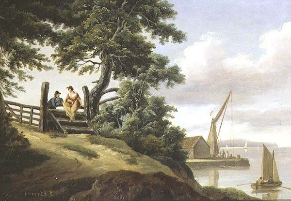 Elskere ved en port av John Thomas Serres