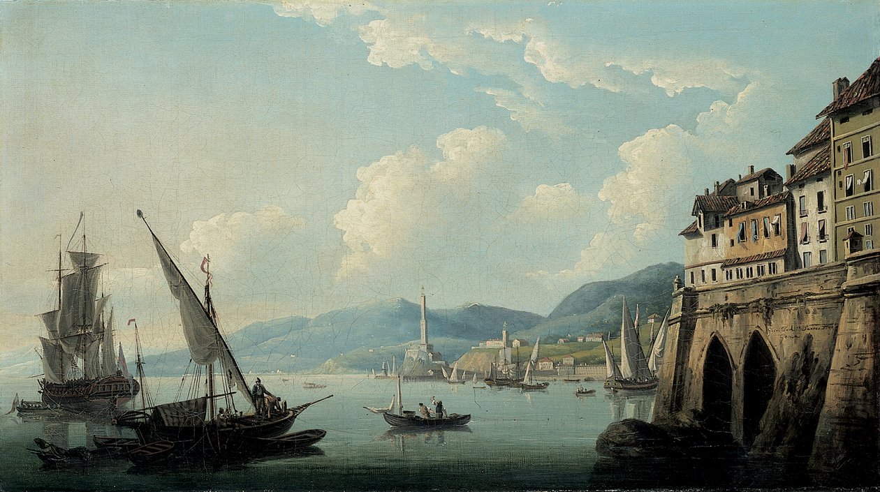 Kysten av Genova, med fyret av John Thomas Serres