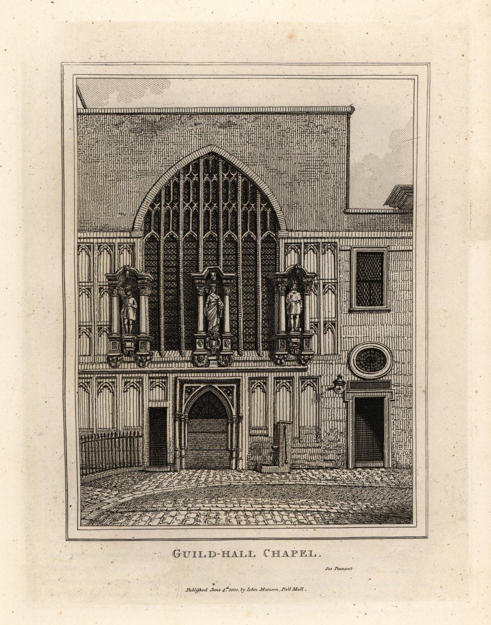 Guild-hall Chapel, gjenoppbygd i 1440, en del av Guildhall fra 1100-tallet i London av John Thomas Smith