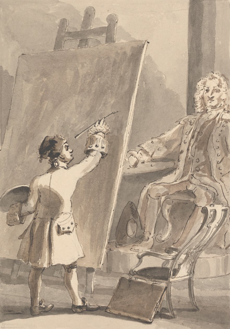 Hogarth maler sitt bilde av kaptein Coram for Foundling Hospital av John Thomas Smith
