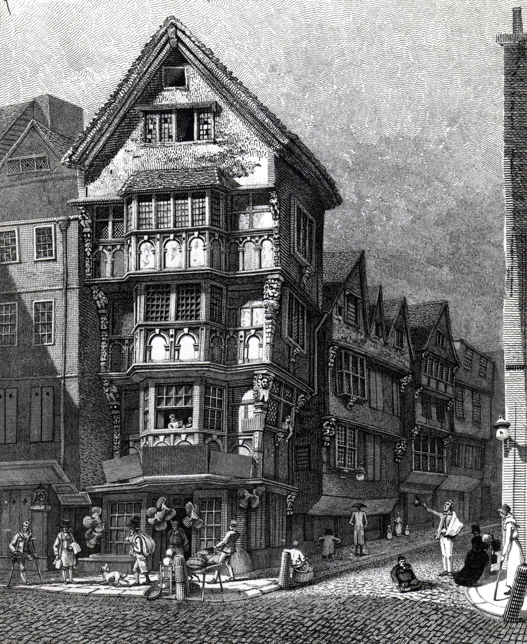 Houses Lately Standing on the West Corner of Chancery Lane, Fleet Street, utgitt i 1812 av John Thomas Smith