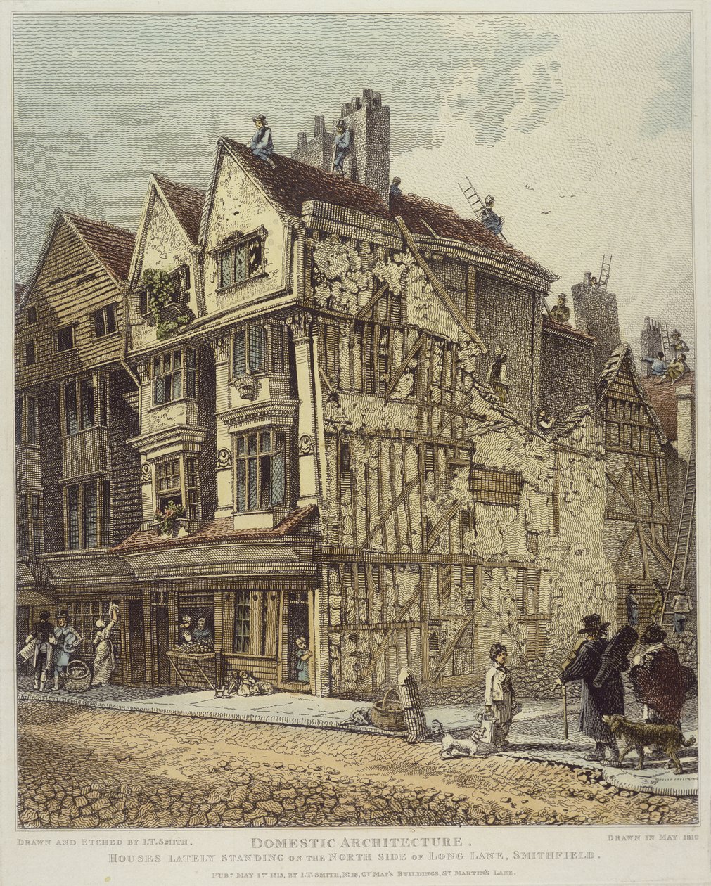Hus som nylig sto på nordsiden av Long Land, Smithfield, 1813 av John Thomas Smith