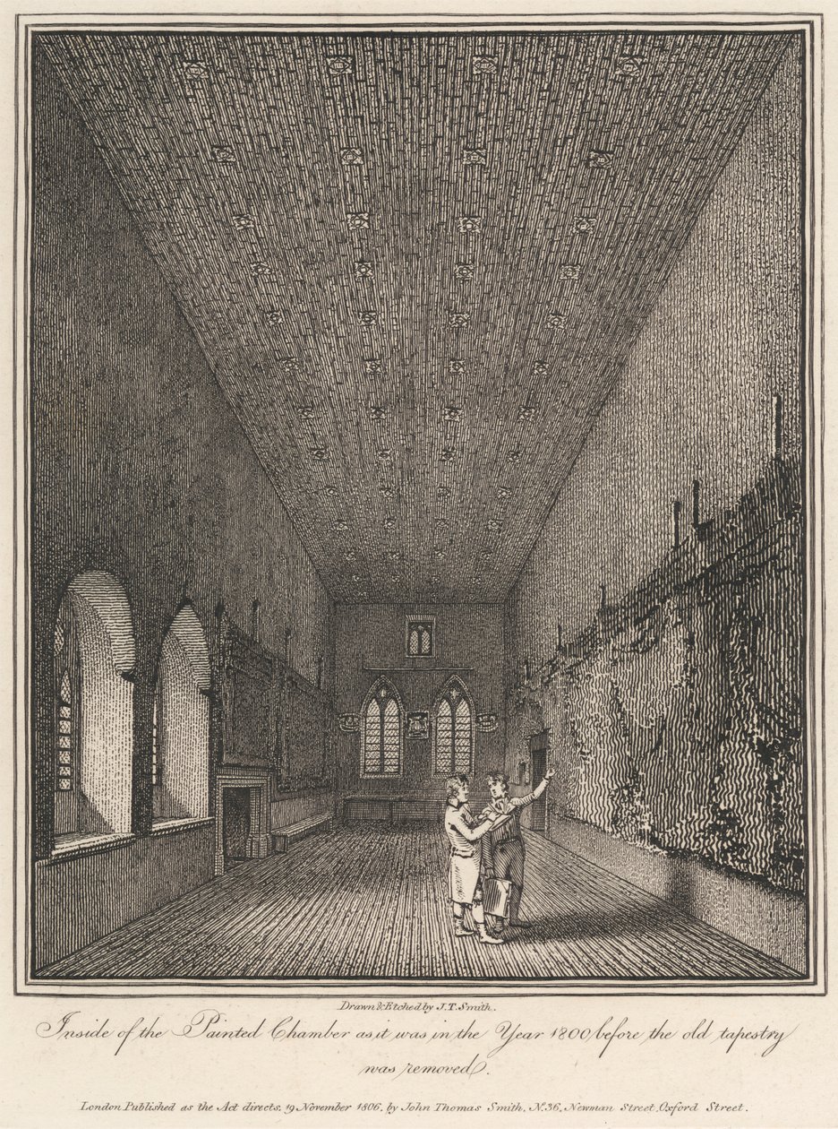 Inne i det malte kammeret slik det var i år 1800 før det gamle billedvev ble fjernet av John Thomas Smith