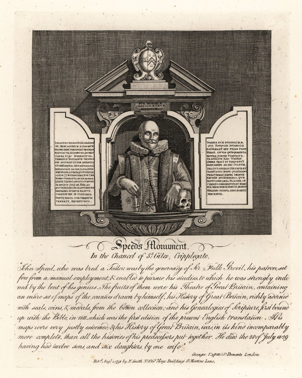 John Speeds monument i koret til St Giles, Cripplegate av John Thomas Smith