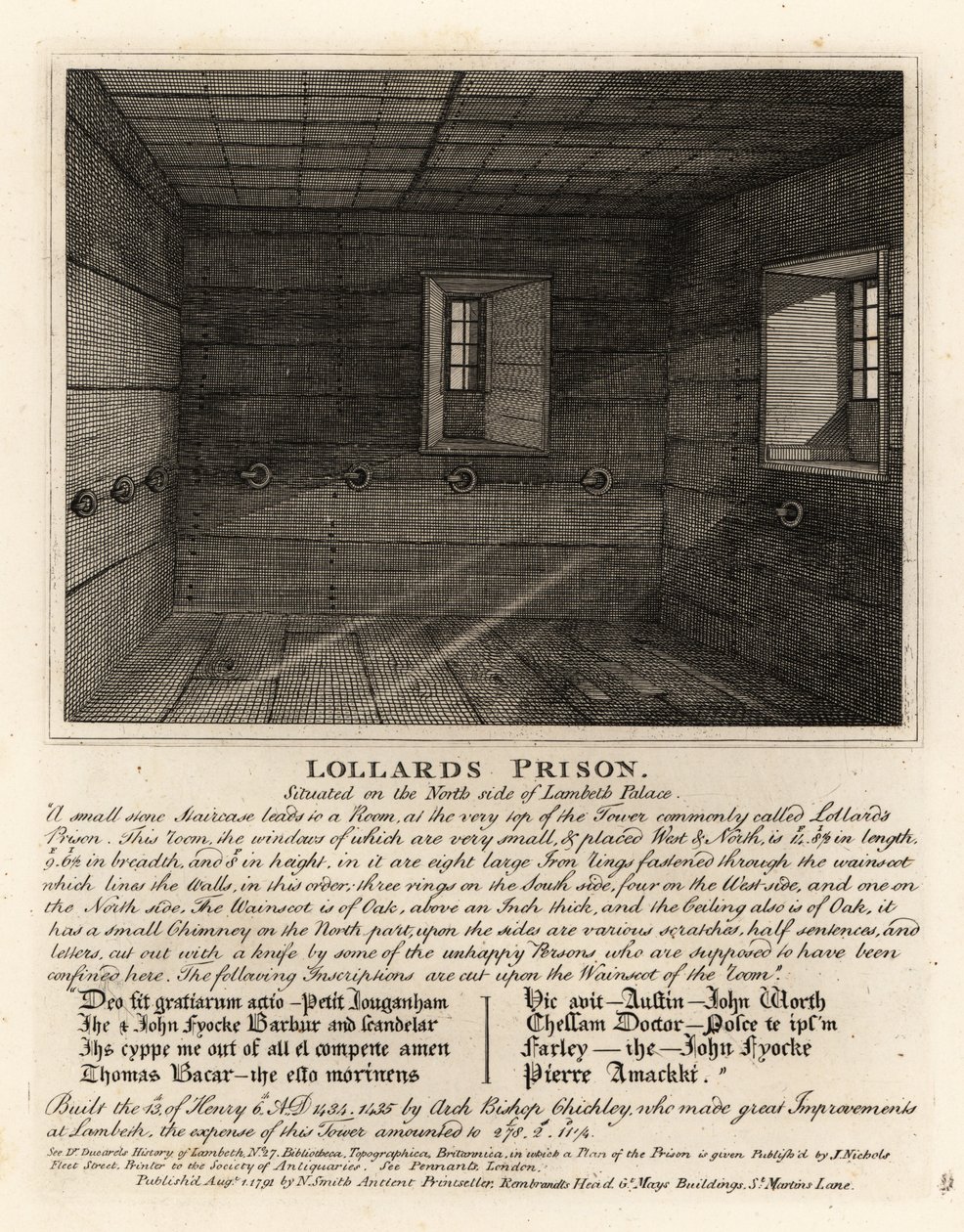 Lollards Prison, i tårnet til Lambeth Palace av John Thomas Smith