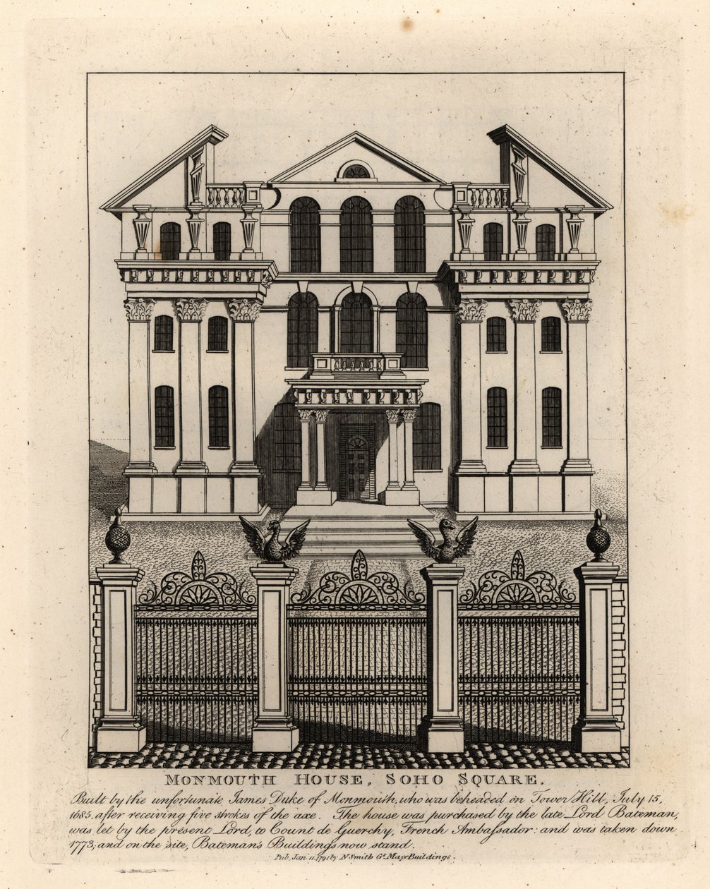 Monmouth House, Soho Square, revet 1773 av John Thomas Smith
