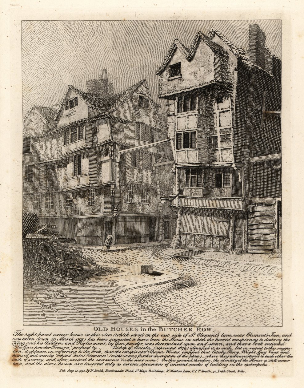 Gamle hus i Butcher Row, London Det høyre hjørnehuset på St Clement