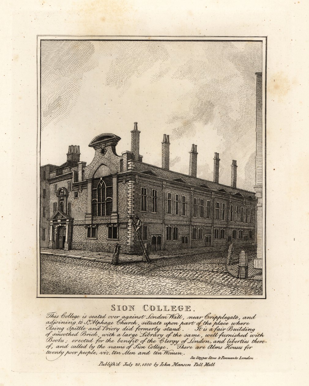 Sion College, ved London Wall, nær Cripplegate av John Thomas Smith