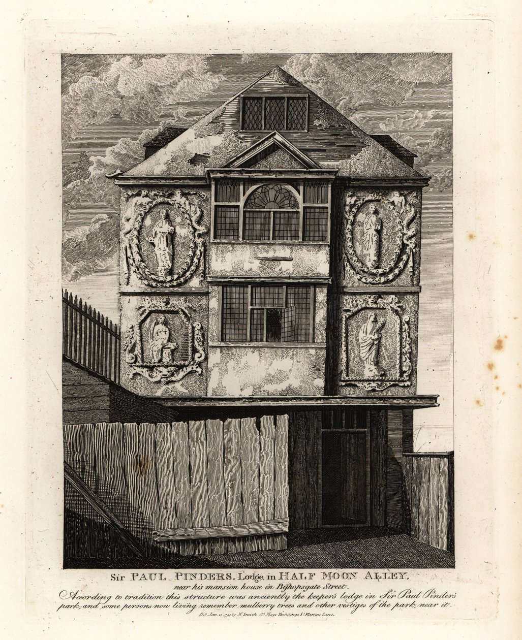 Sir Paul Pinders Lodge i Half Moon Alley av John Thomas Smith