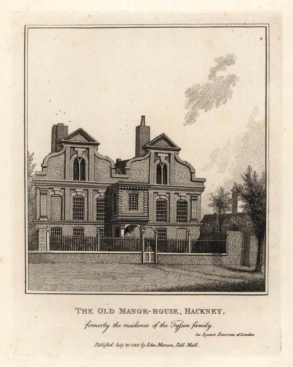 The Old Manor House, Hackney, tidligere residensen til Tyssen-familien av John Thomas Smith