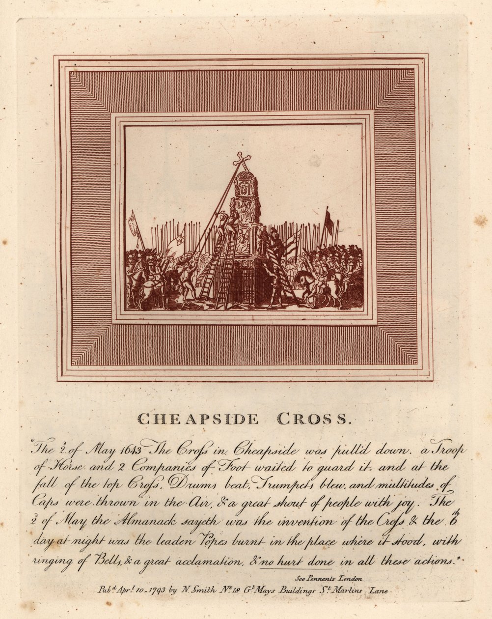 Rivingen av Cheapside Cross, 2. mai av John Thomas Smith