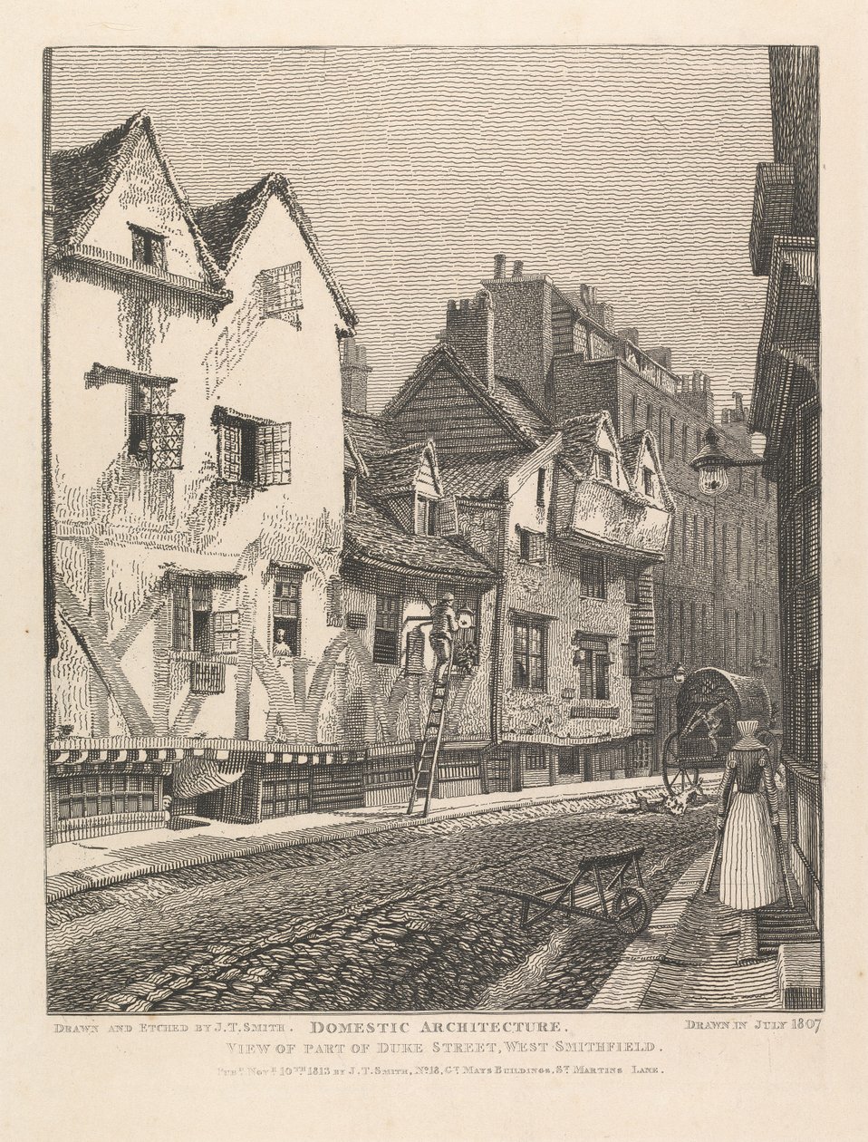 Utsikt over en del av Duke Street, West Smithfield av John Thomas Smith