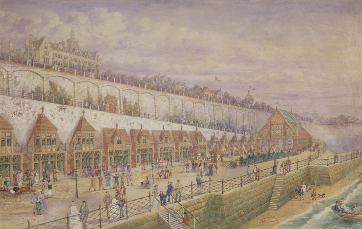 Prosjektert design for sjøbåtetablissement og vinterhage på terrassene nedenfor Granville Hotel, Ramsgate av John Thomas Wimperis