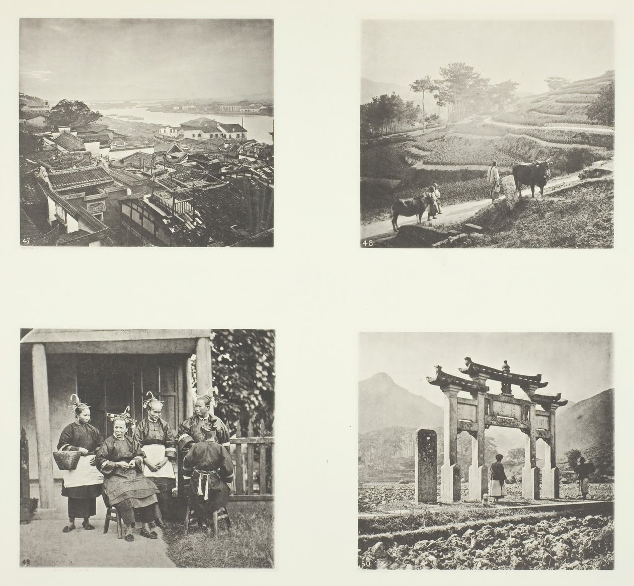 En del av Foochow Foreign Settlement, Terracing Hills, Foochow Field Women, A Memorial Arch, ca. 1868. av John Thomson