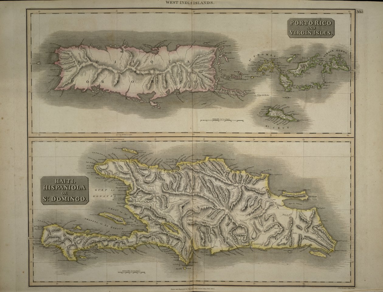 Porto Rico og Jomfruøyene: Haiti, Hispaniola eller St. Domingo, 1817 (håndfarget gravering) av John Thomson