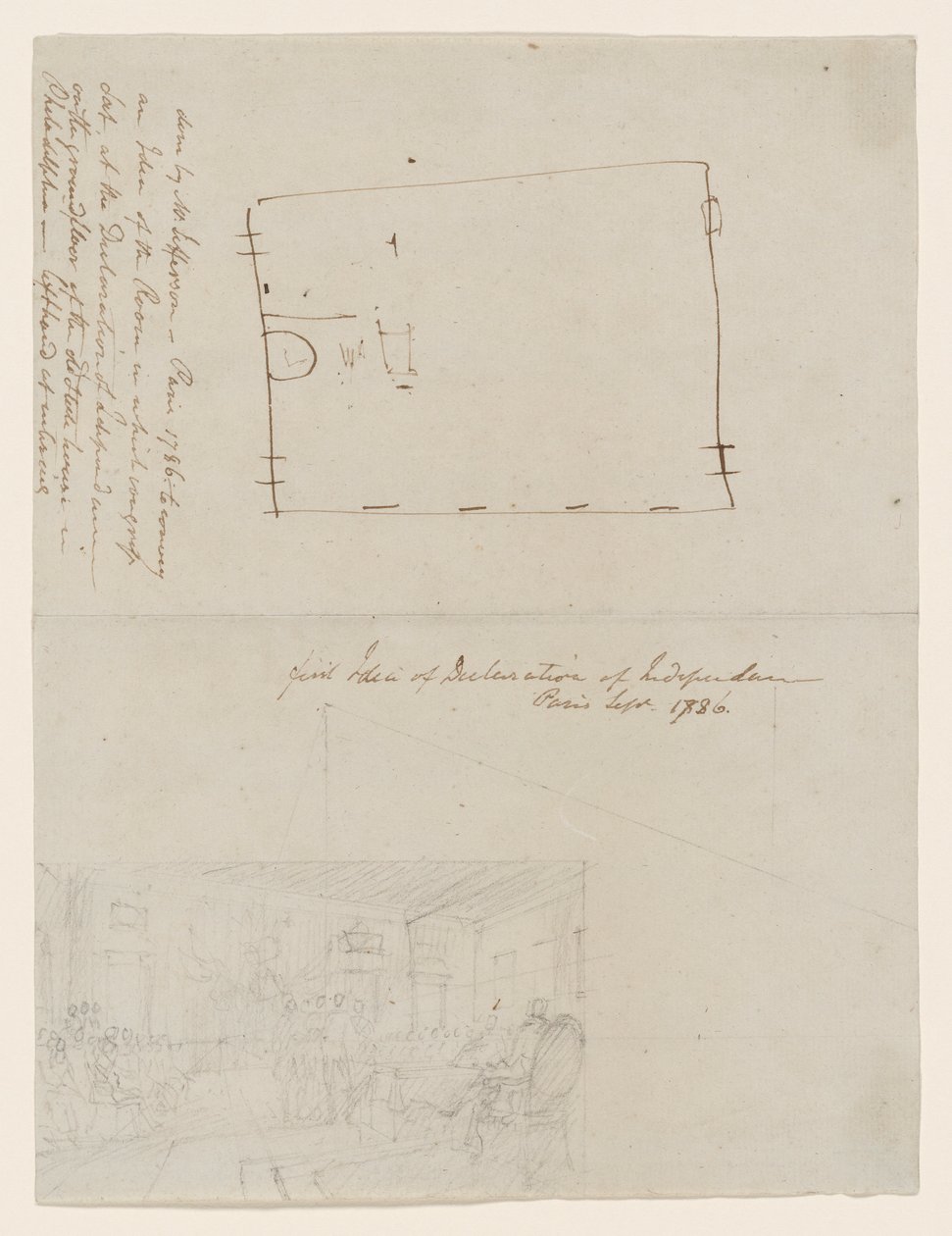 Første idé om uavhengighetserklæringen, Paris, sept. 1786 av John Trumbull