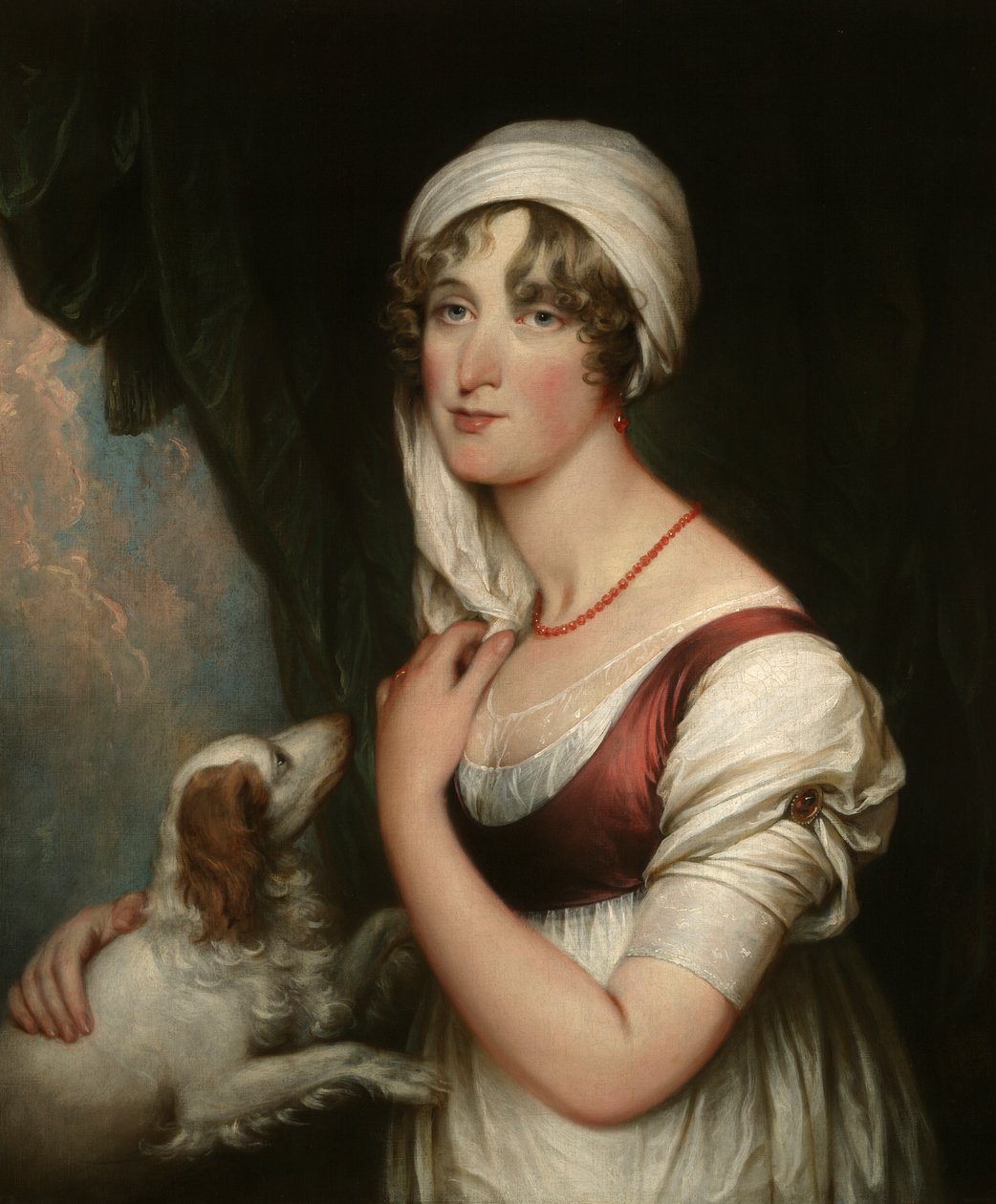 Sarah Trumbull med en spaniel av John Trumbull