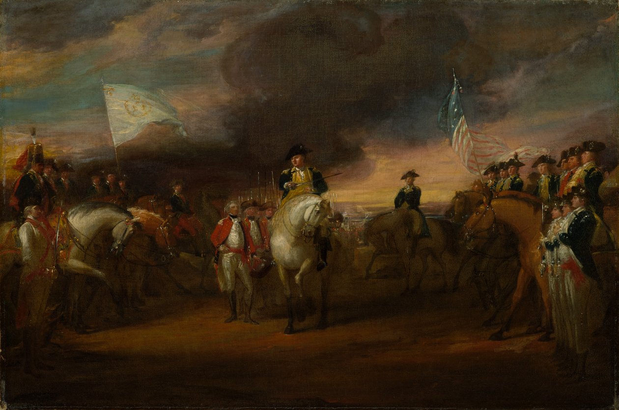 Studie for "The Surrender of Lord Cornwallis at Yorktown", ca. 1787-91 (olje på lerret) av John Trumbull