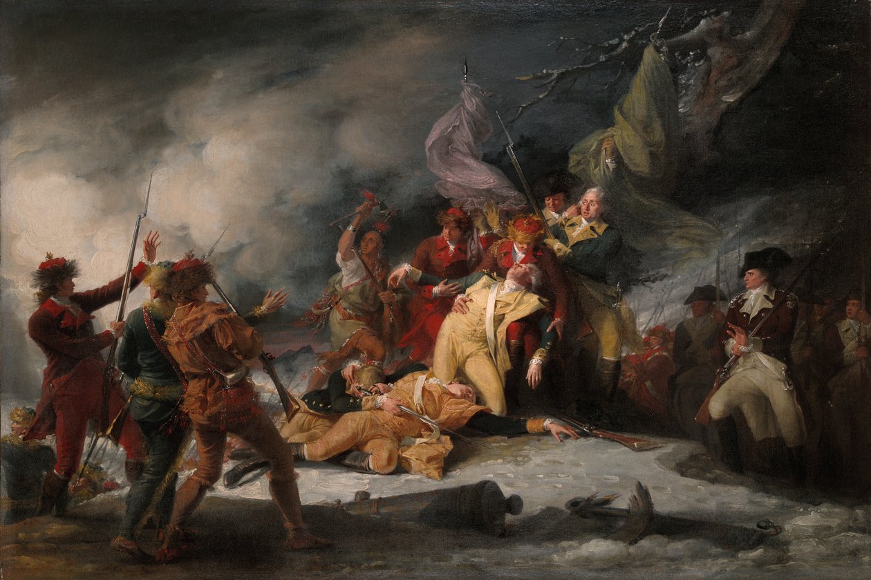 General Montgomerys død i angrepet på Quebec, 31. desember 1775 av John Trumbull