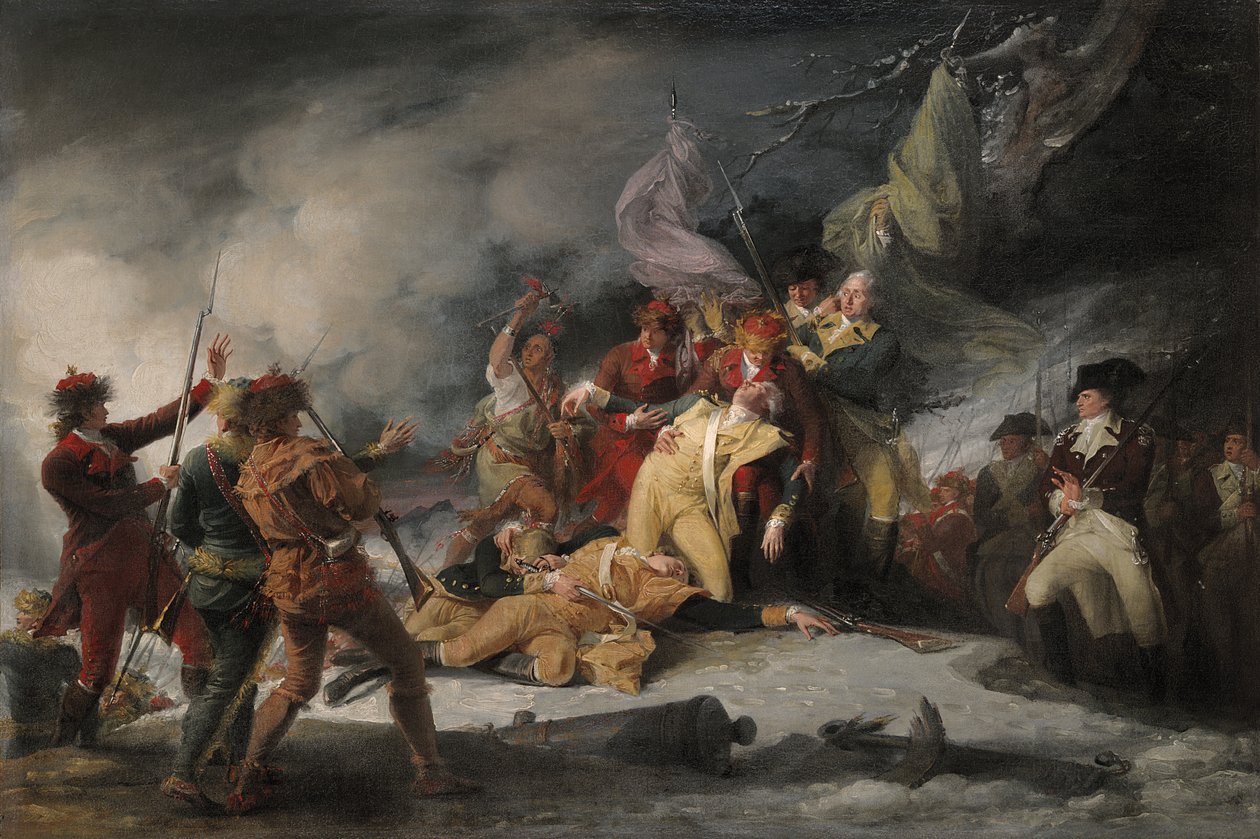 General Montgomerys død i angrepet på Quebec, 31. desember 1775, 1786 av John Trumbull