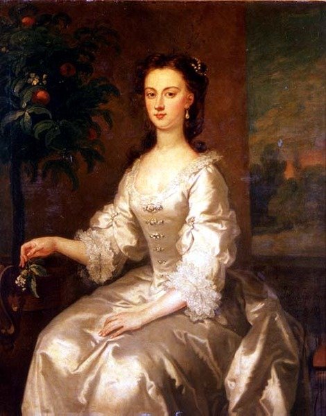 Portrett av Mary, grevinne av Delorain ved et appelsintre av John Vanderbanck