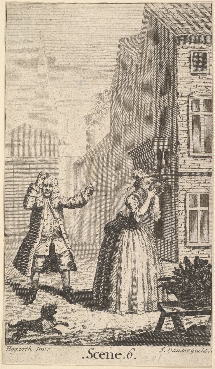 Frontispice til Molieres Sganarelle, ou le Cocu Imaginaire The Imaginary Cuckold, ca. 1732. av John Vandergucht