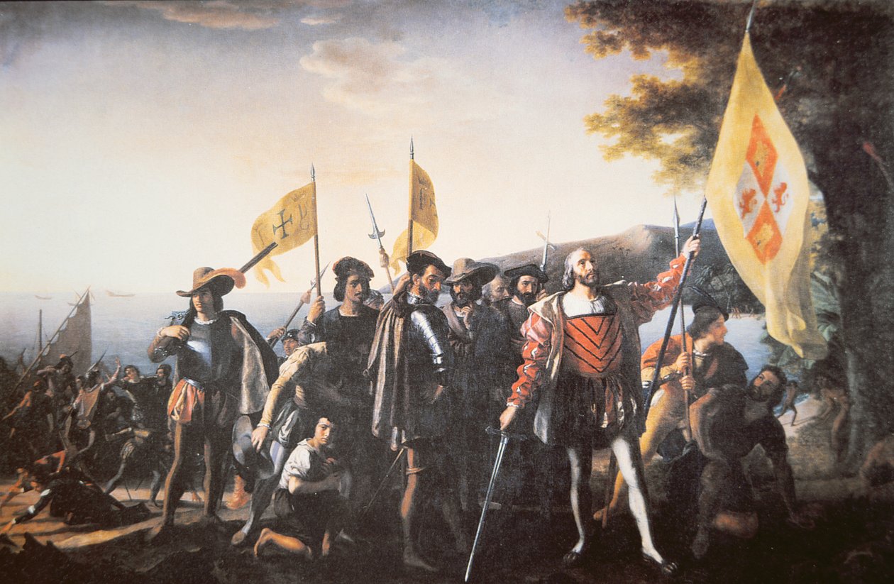 Landingen av Columbus i Amerika i 1492 (olje på lerret) av John Vanderlyn