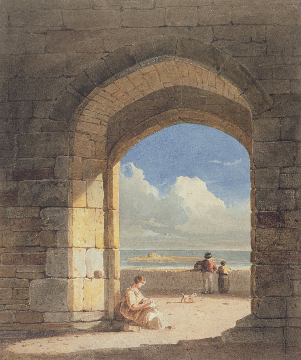 An Arch at Holy Island, Northumberland, 1809 (grafitt og wc på papir) av John Varley