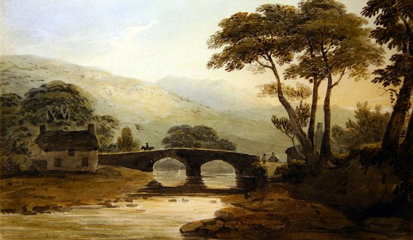 Beddgelert Bridge (akvarell på papir) av John Varley