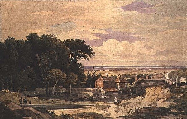 Frognal, Hampstead, ca. 1825 (akvarell) av John Varley