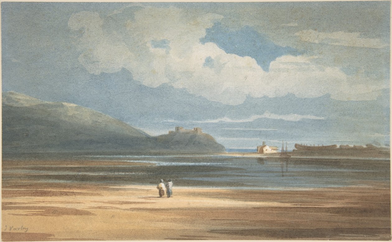 Harlech Castle på andre siden av Traeth Mawr av John Varley