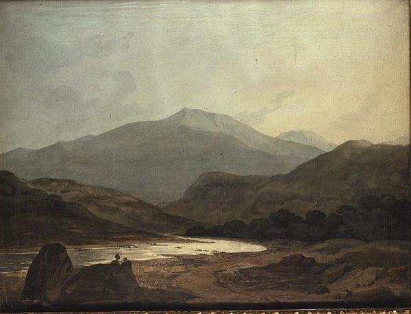 Moel Hebog: ser nedover dalen fra nær Dinas Emrys av John Varley