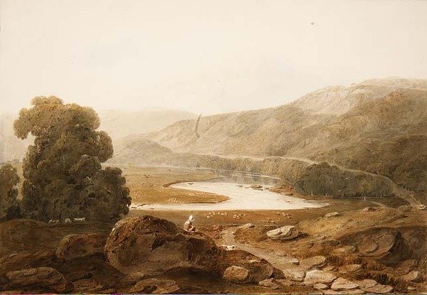 No.1607 Vale of the River Mawddach, Wales, ca. 1805 (akvarell og svart kritt på papir) av John Varley