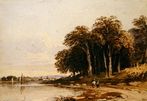 Elvelandskap (akvarell) av John Varley