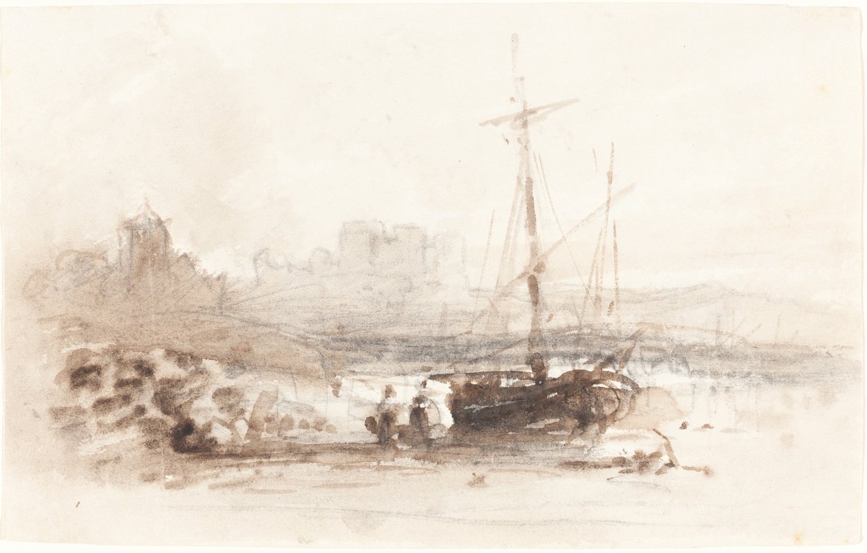 Seilbåt på en strand av John Varley