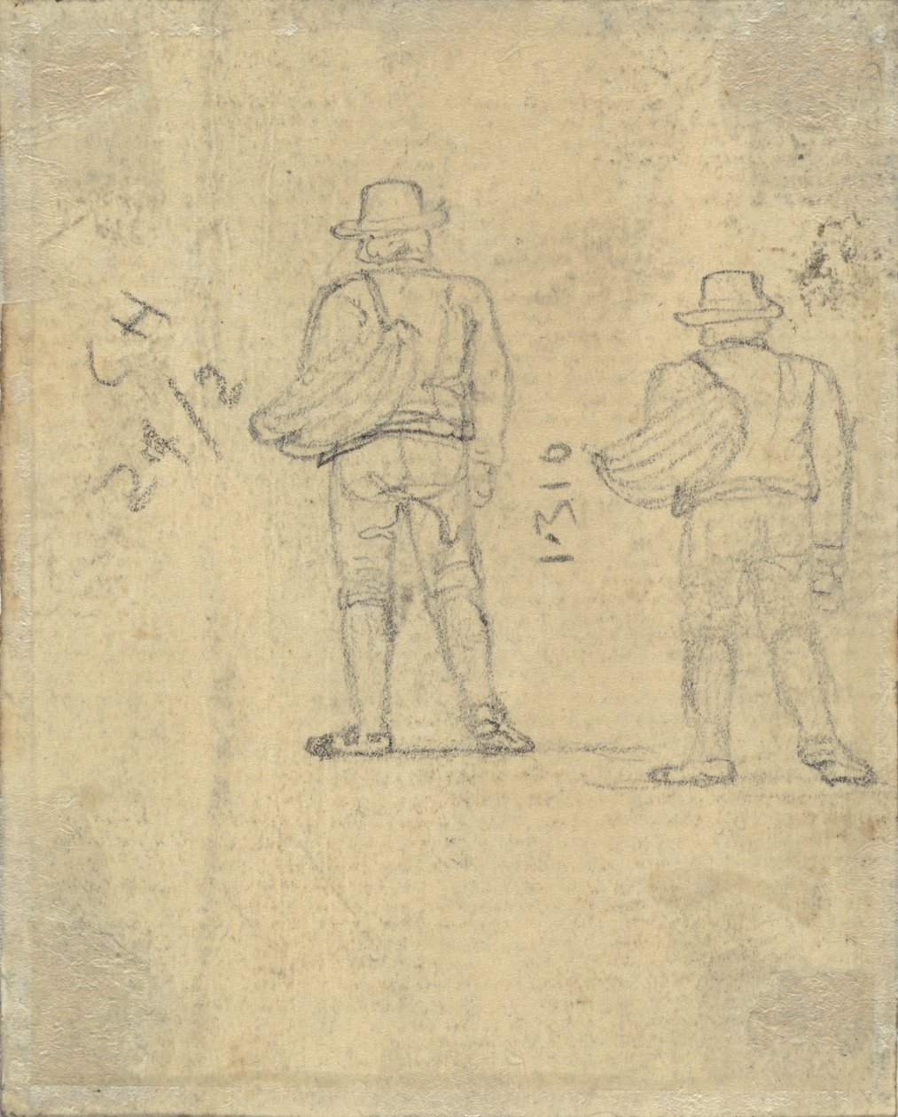 To studier av en figur som holder en kurv [verso] av John Varley