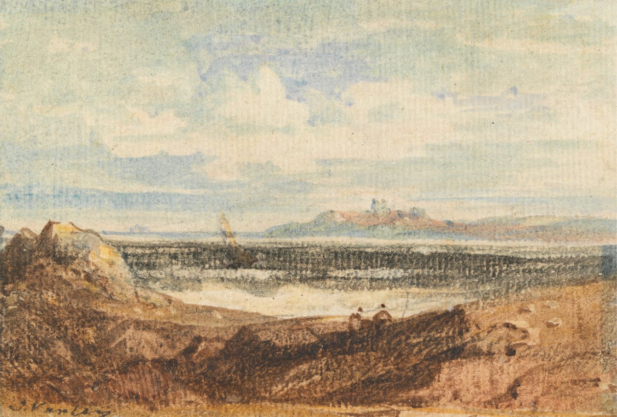 Utsikt over den robuste kystlinjen, Bamburgh, Northumberland av John Varley