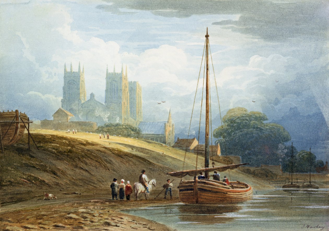 York Minster fra nær Ship Builders (wc på papir) av John Varley