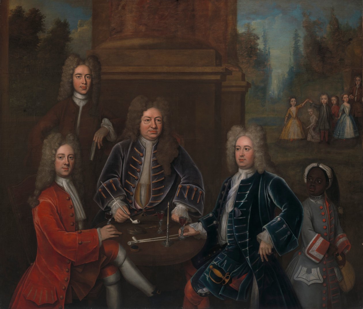 Elihu Yale med medlemmer av hans familie og et slavebundet barn av John Verelst