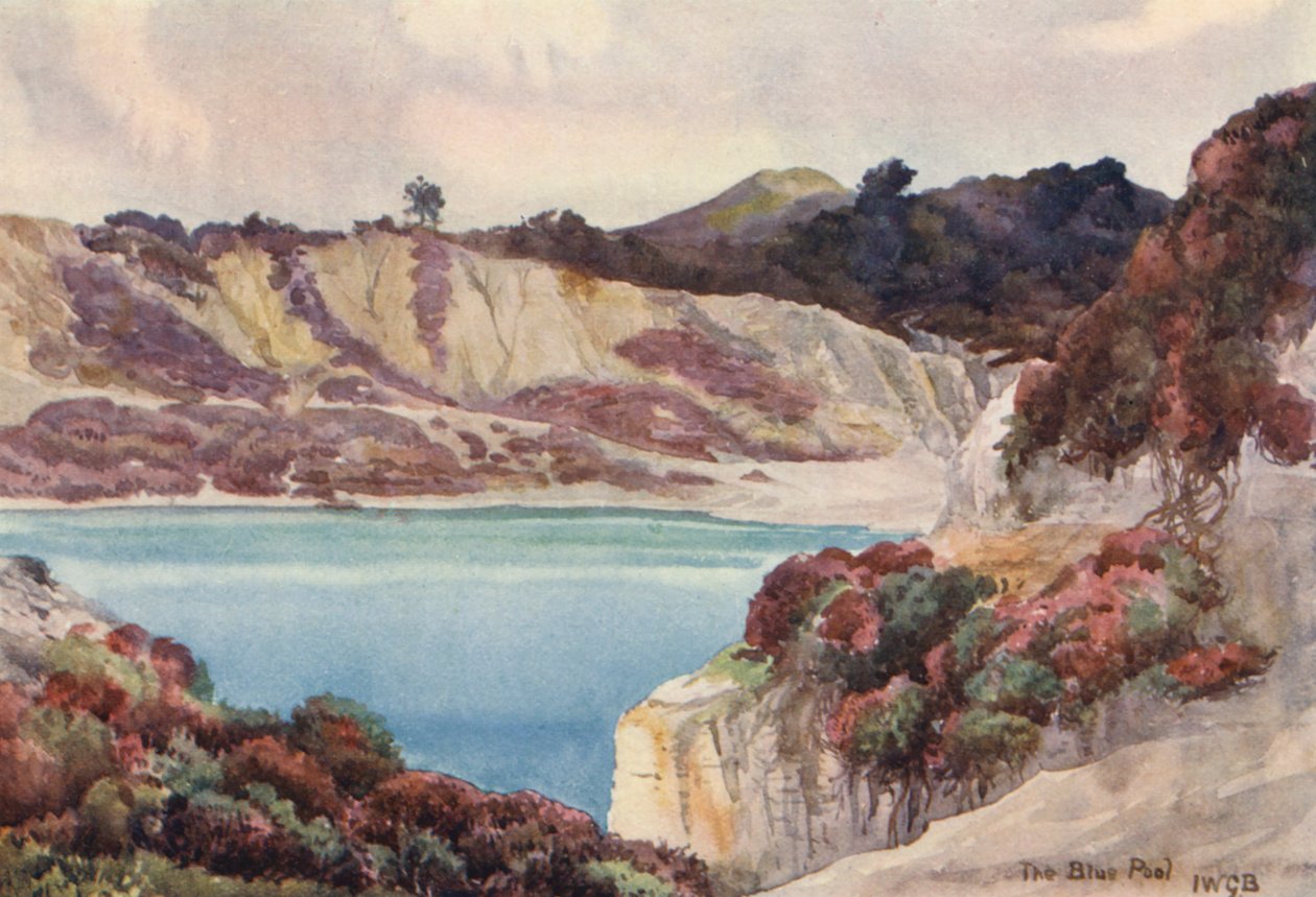 Det blå bassenget (fargelitografi) av John W.G. Bond