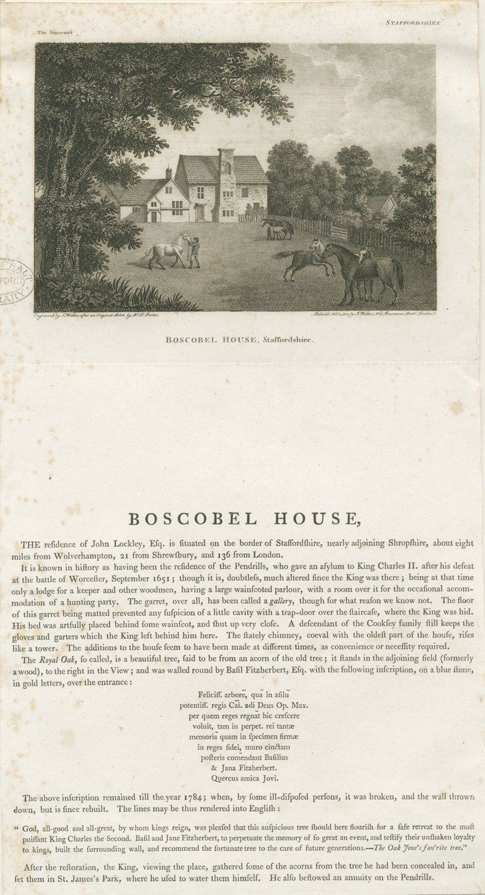 Boscobel House: gravering, nd [1. november 1800] av John Walker
