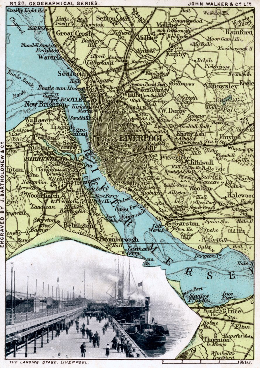 Kart over Liverpool, Merseyside, 1903. av John Walker