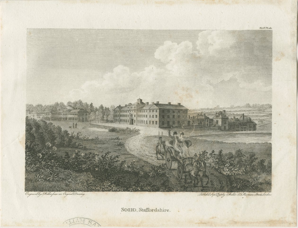 Soho Manufactory: stålgravering, nd [c 1798] av John Walker